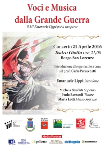 Borgo San Lorenzo - volantino voci e musica dalla grande guerra 21 apr 2016